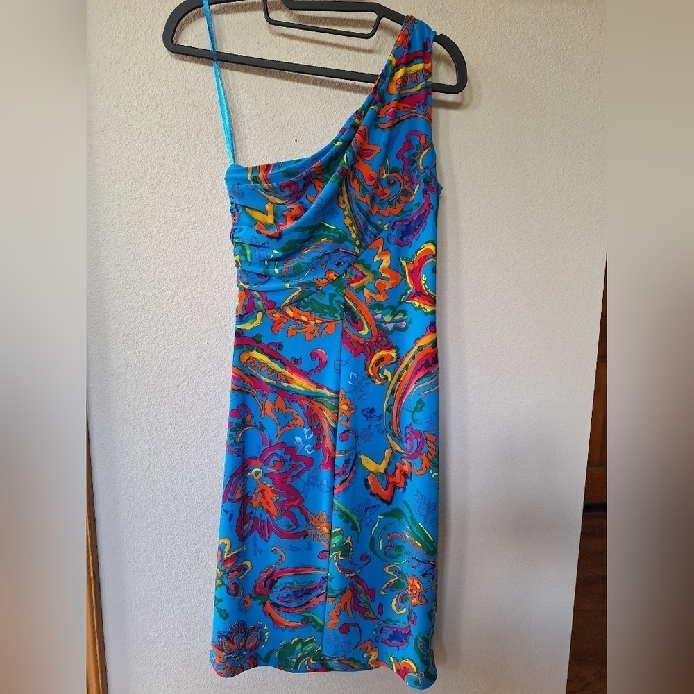 Lauren Ralph Lauren Womens One Shoulder Stretchy Knee-length Dress Size 4 - Picture 7 of 7